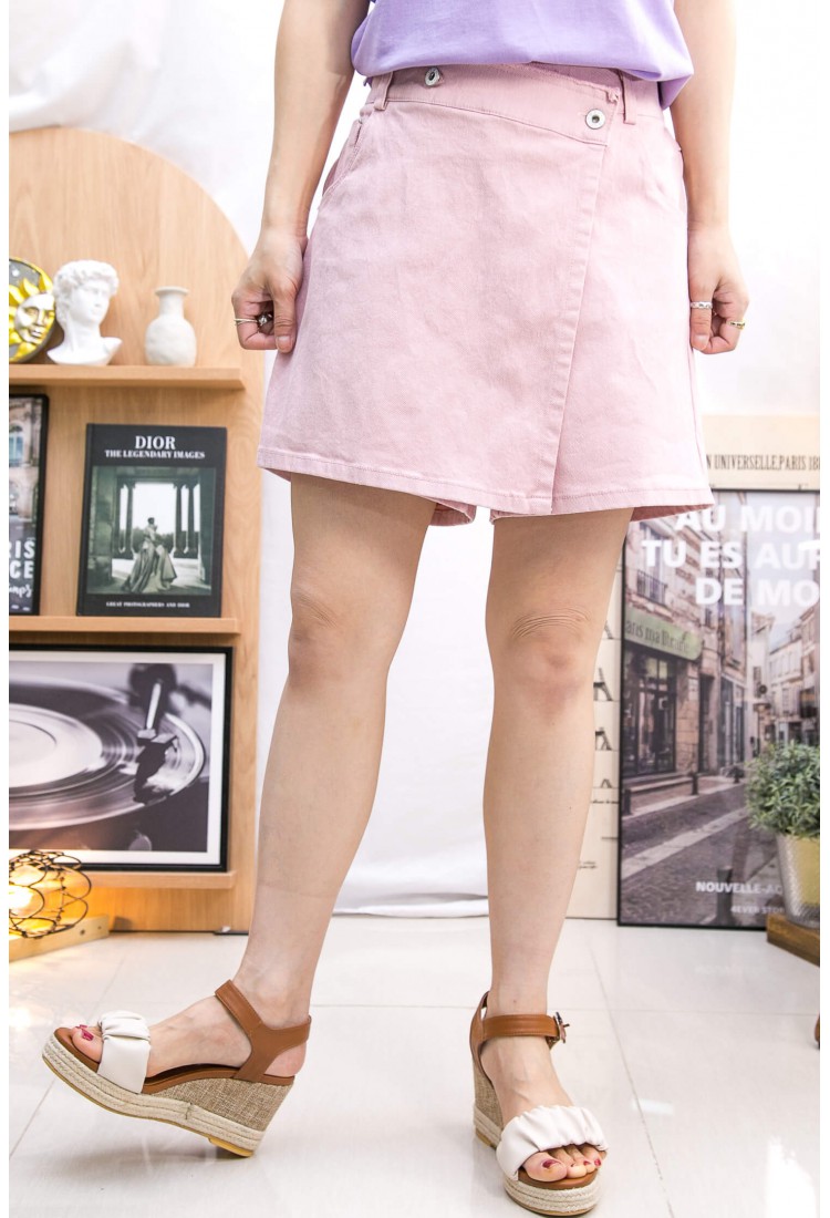 2315-1093B -"這是size S"  BEST -後腰橡根 ‧ 扯布料裙褲 (韓國)  0